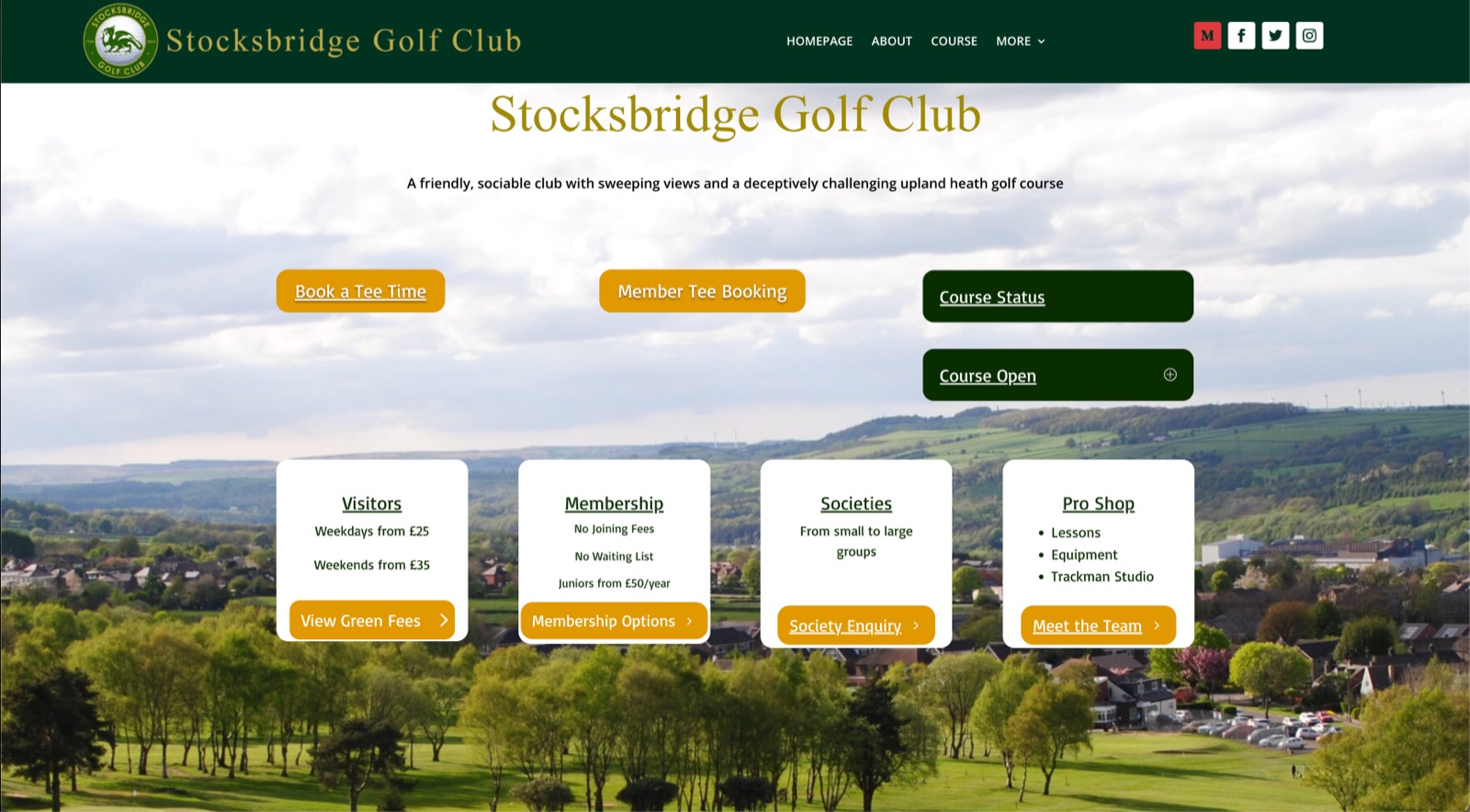 The previous Stocksbridge Golf Club website, built on a generic WordPress theme